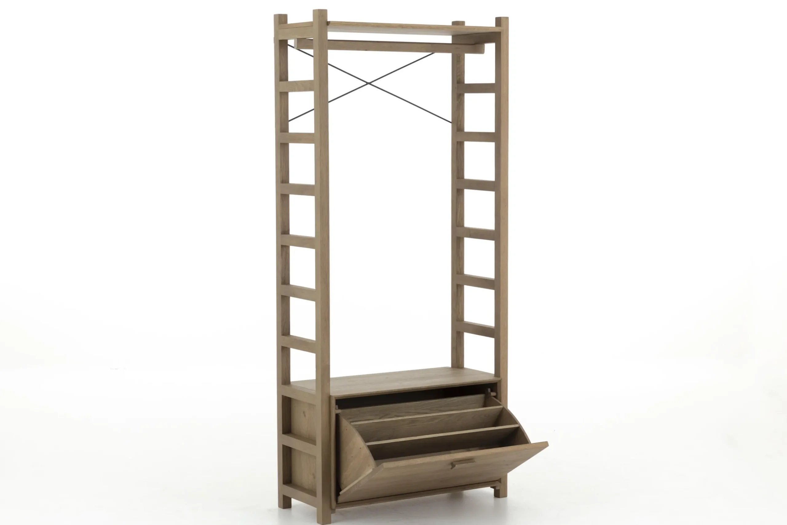 Flamant Aber, Etagere A Chaussures, Chene Patine, Avec Tringle De Placard New