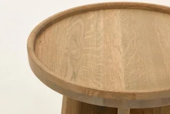 Flamant Argent, Table D'Appoint, Chene Patine, Ronde Sale