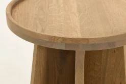 Flamant Argent, Table D'Appoint, Chene Patine, Ronde Sale