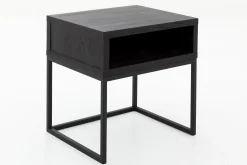 Flamant Armand, Table D'Appoint, Chene Noir Et Metal New