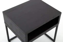 Flamant Armand, Table D'Appoint, Chene Noir Et Metal New