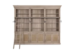 Flamant Balmore, Bibliotheque, Chene Patine, 3 Parties, Avec Echelle New