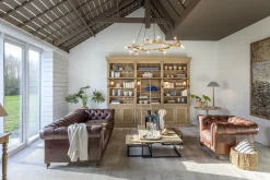 Flamant Balmore, Bibliotheque, Chene Patine, 3 Parties, Avec Echelle New