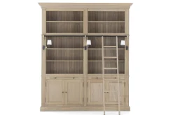 Flamant Balmore, Bibliotheque, Chene Patine, 2 Parties, Avec Echelle Best