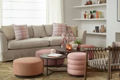 Flamant Beatrice, Pouf, Rond, Rose Clearance