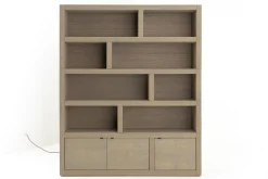 Flamant Bjorn, Bibliotheque, Chene Patine, Avec Lumieres Led A Intensite Variable Hot