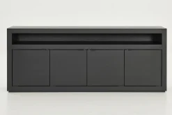 Flamant Bjorn, Buffet, Noir, 4 Portes, Avec Lumieres Led A Intensite Variable Outlet