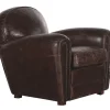 Flamant Burnham, Fauteuil Club, Marron Fonce, Cuir Outlet