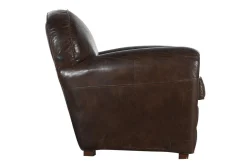 Flamant Burnham, Fauteuil Club, Marron Fonce, Cuir Outlet