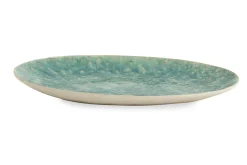 Flamant Cresta, Assiette De Service, Ceramique, Turquoise, Ovale