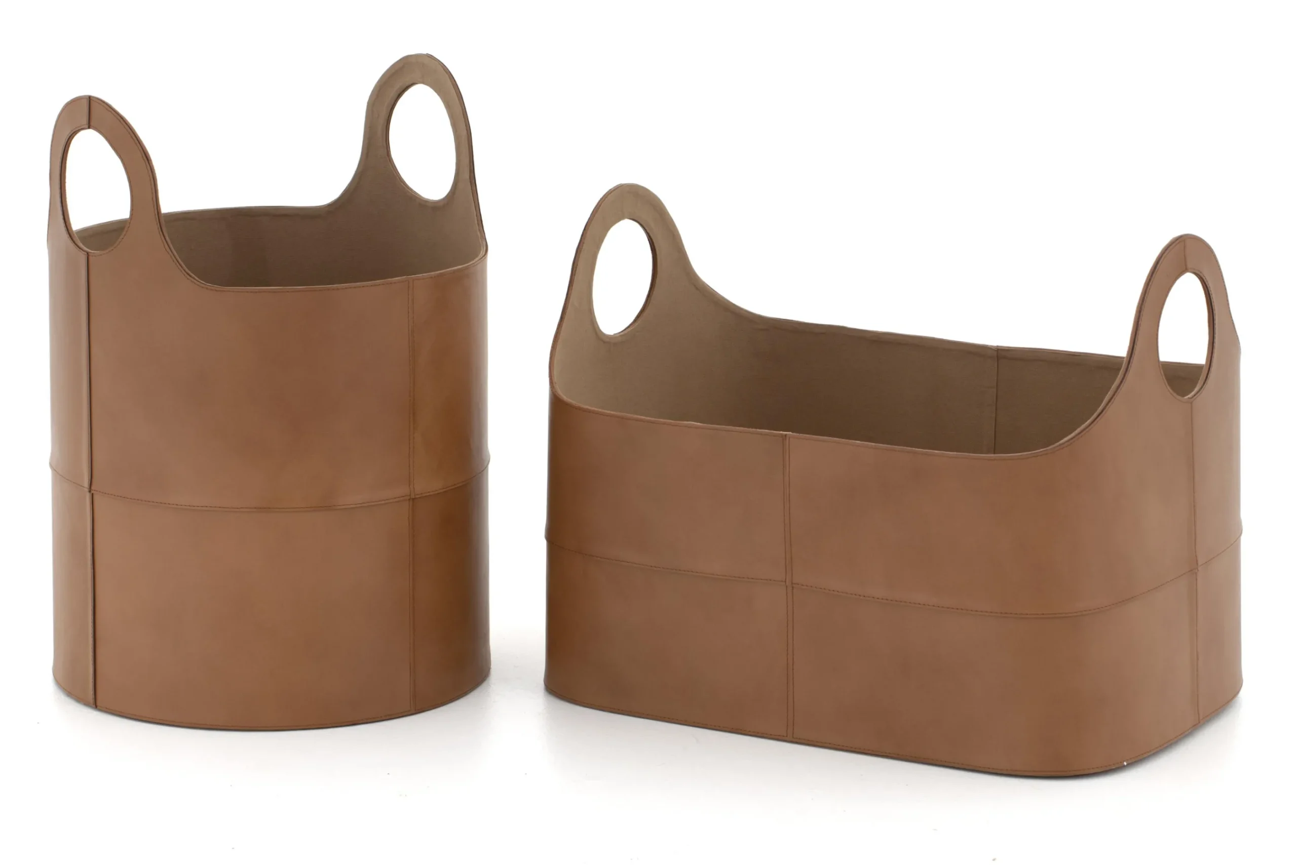 Flamant Hanan, Panier, Cuir, Rond New