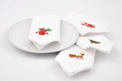 Flamant Karoli, Serviette, Broderie, Lot De 4 Discount