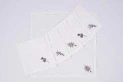 Flamant Lavande, Serviette, Broderie, Lot De 6 Hot