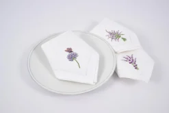 Flamant Lavande, Serviette, Broderie, Lot De 6 Hot