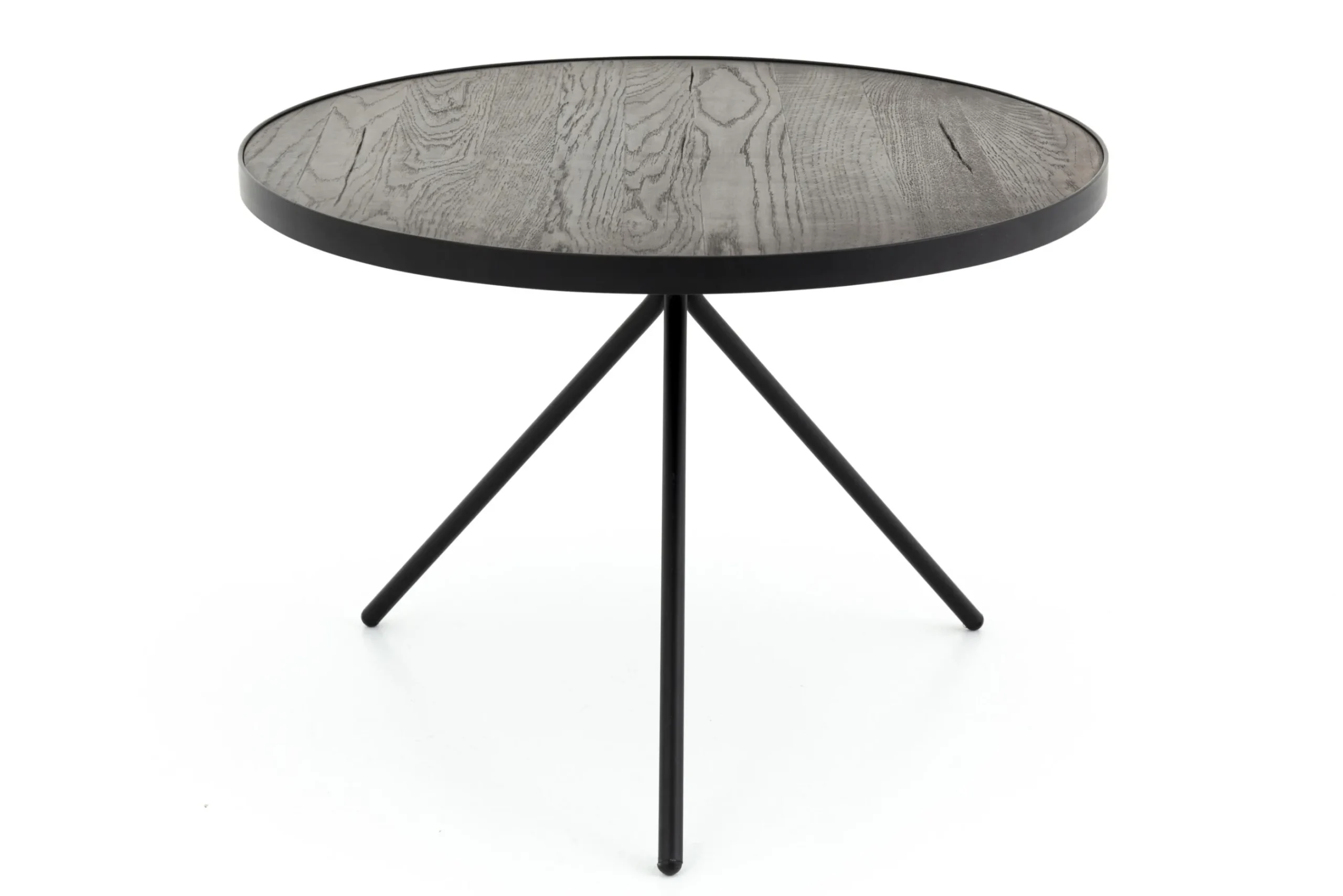 Flamant Madison, Table D'Appoint, Chene Et Metal, Ronde, 60 Cm, Marron Fonce New