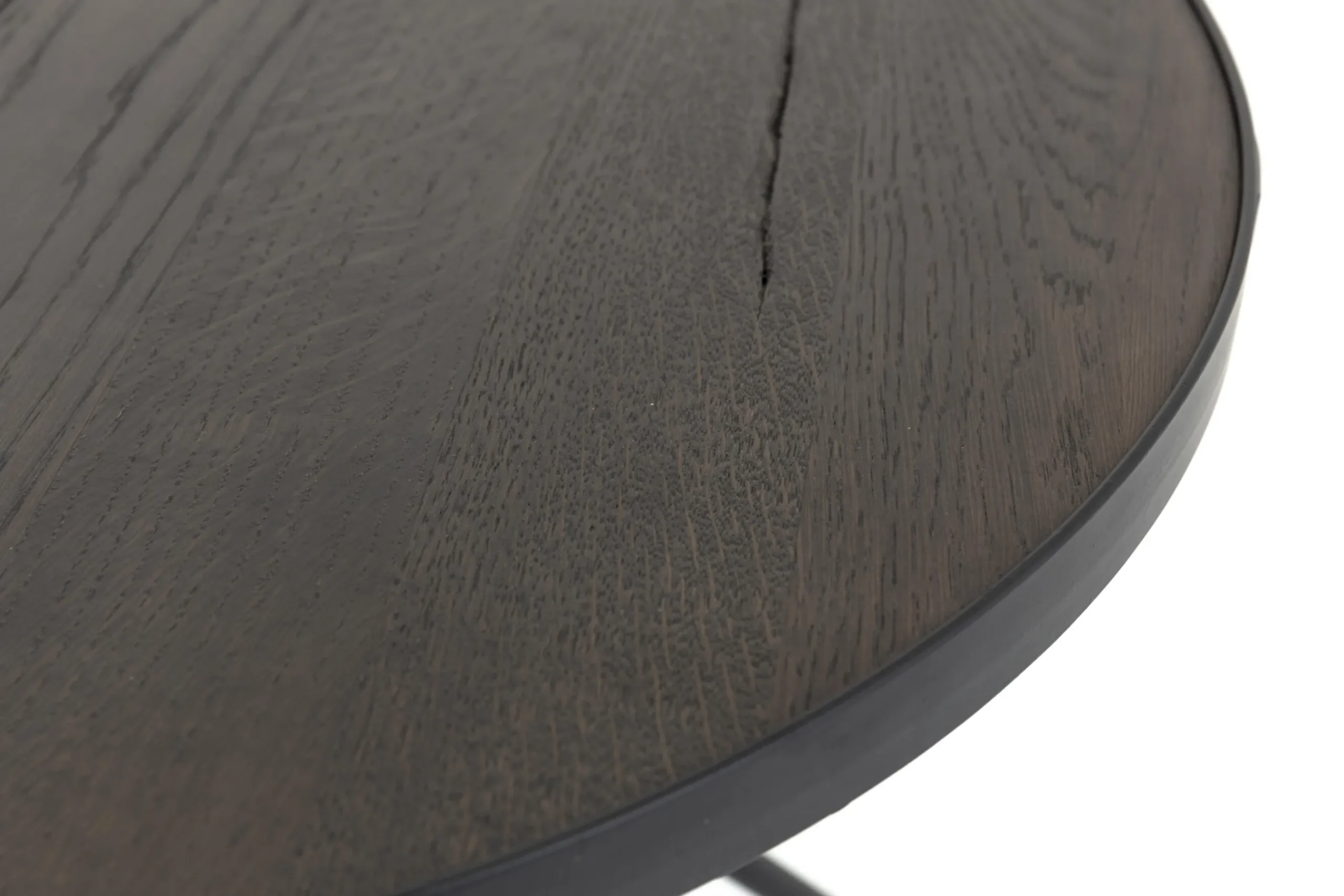 Flamant Madison, Table D'Appoint, Chene Et Metal, Ronde, 60 Cm, Marron Fonce New