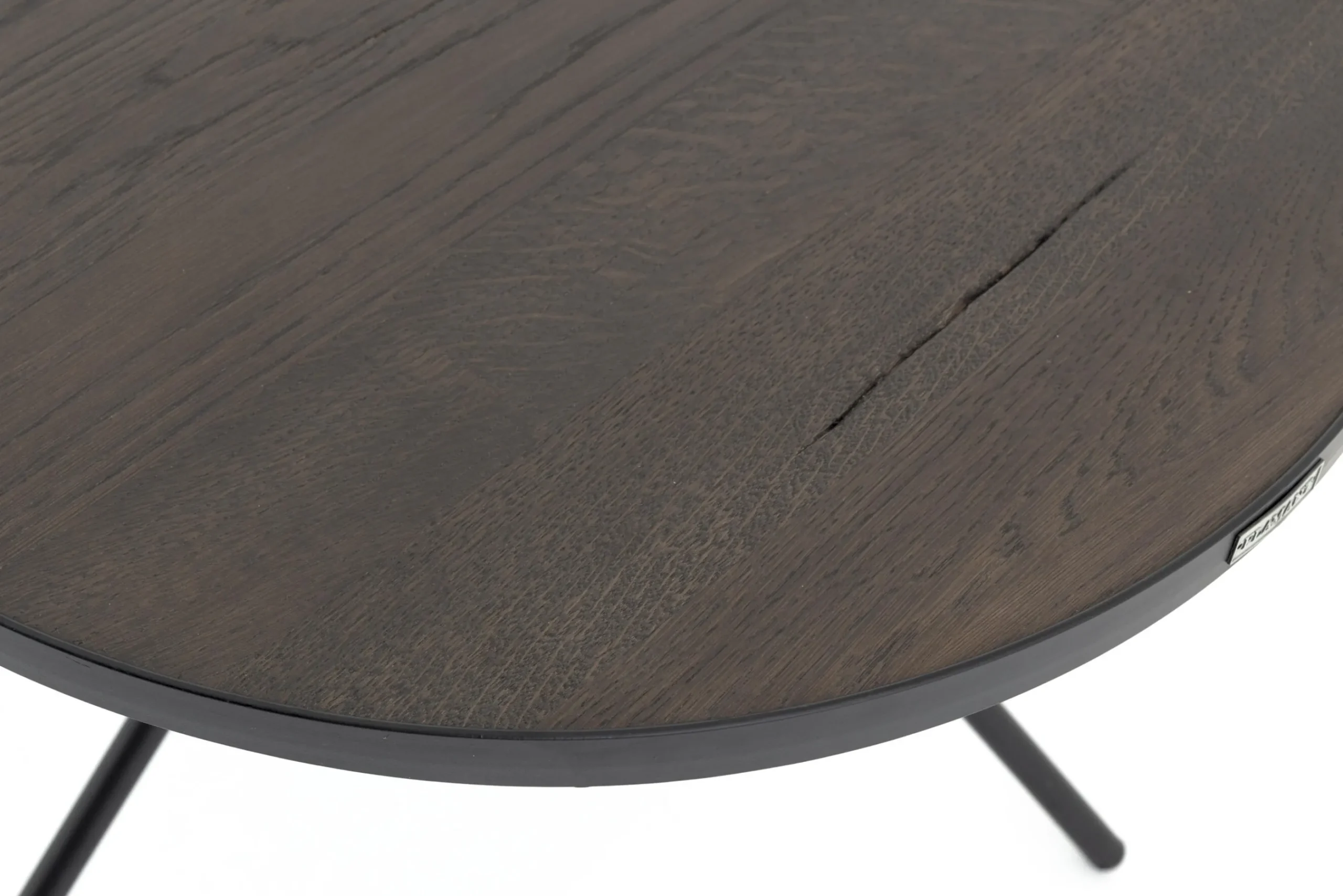 Flamant Madison, Table D'Appoint, Chene Et Metal, Ronde, 60 Cm, Marron Fonce New