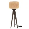 Flamant Maeve, Lampe De Table Avec Abat-Jour, Bois Et Raphia New