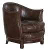 Flamant Melbury, Fauteuil Club, Marron Fonce, Cuir Clearance