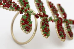 Flamant Rawas, Rond De Serviette, Perles, Feuille Sale