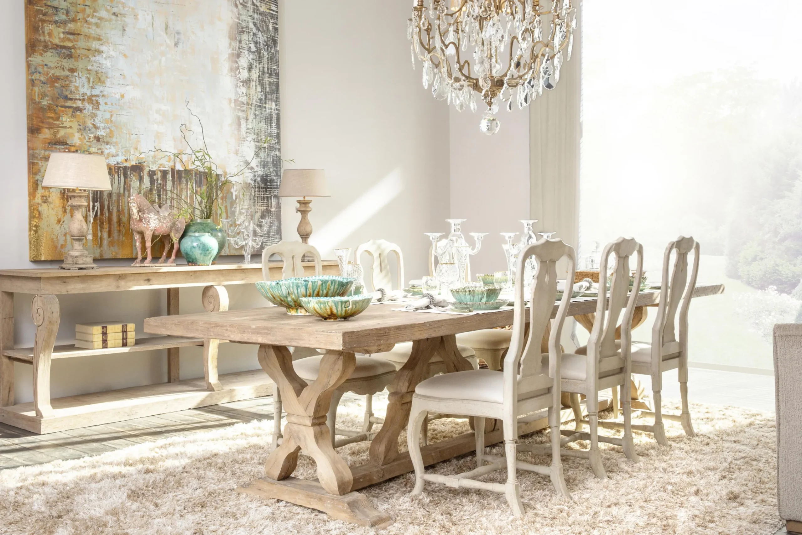 Flamant Reggie, Table A Manger, Rectangulaire, Bois, Naturel Outlet