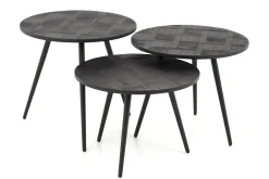 Flamant Robyn, Table D'Appoint, Teck Recupere, Ronde, Ensemble De 3 Hot