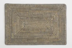 Flamant Togo, Set De Table, Roseau, Gris, Rectangulaire Clearance