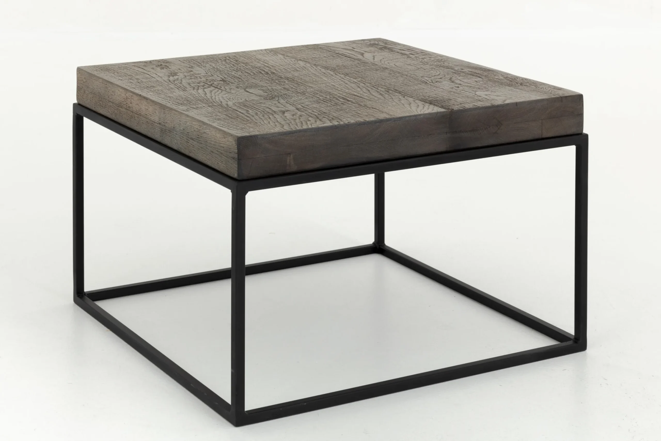 Flamant Urban, Table D'Appoint, Chene Et Metal, Marron Fonce